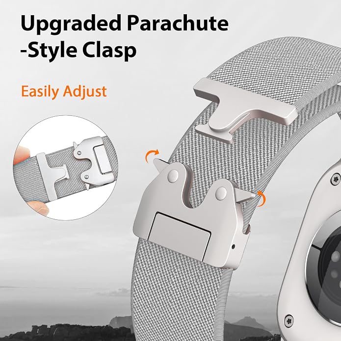 Elastic Sport Band for Apple Watch Ultra 3/2/1 Bands 49mm 46mm 45mm 44mm 42mm 41mm 40mm 38mm Men Women, Adjustable Parachute Buckle Nylon Fabric Wristband for iWatch Series 11 10 SE 9 8 7 6 5 4 3