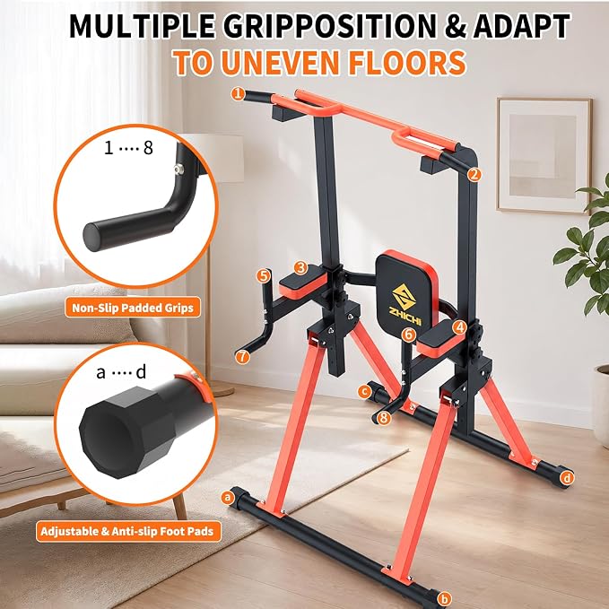 Z ZHICHI Foldable Pull-Up Dip Station Weight Capacity 400LBS