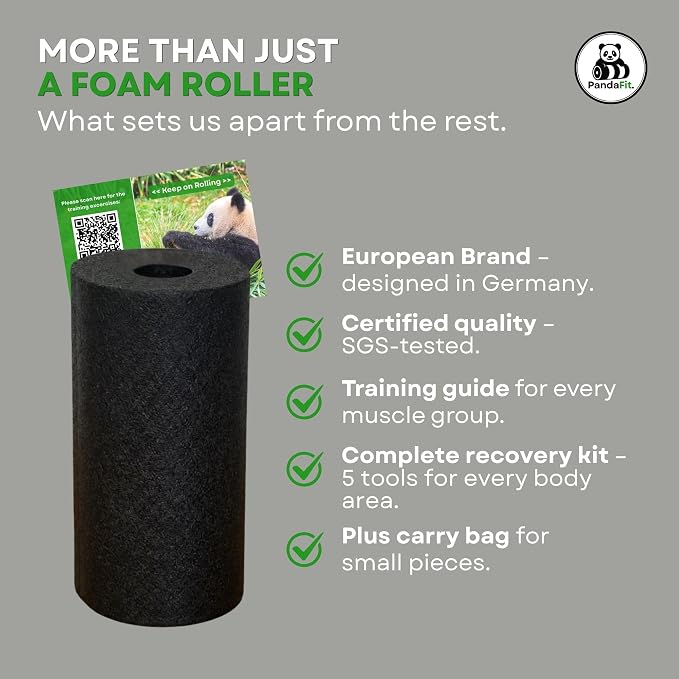 Foam Roller Set for Physical Therapy, 5-in-1 Smooth Roller Kit with Large Roller, Mini Roller, Massage Ball, Peanut Ball and Carry Bag, Designed in Germany