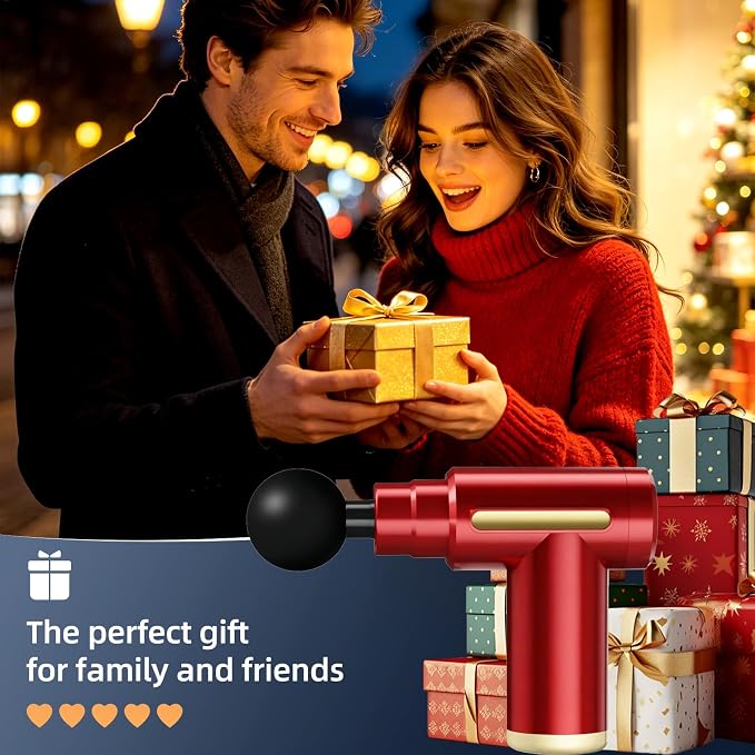 Massage Gun, Electric Massager, Suitable for Whole Body to Relieve Fatigue, Replaceable Massage Head Impact Massager, The Best Choice for Gift Giving (Red-720)