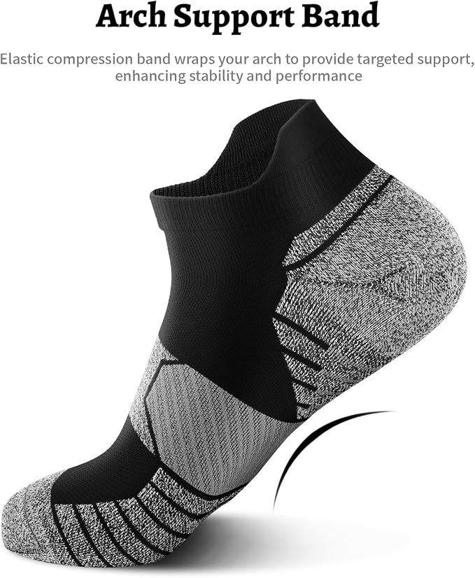Ankle Compression Socks for Women 6 Pairs Running Socks with Arch Support | Athletic Womens Ankle Socks for Running, Gym, Workouts, Long-Distance Walking, Travel, Daily Use, Relieve Plantar Fasciitis