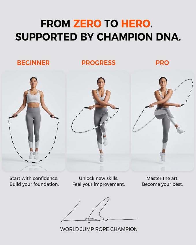 YUEDONG Soft Beaded Jump Rope for Teens & Adults, World Champion Luke Boon Collaboration, Adjustable Freestyle Jump Rope with 20cm Long Handles, Tangle-Free TPU Beads for Rhythm Training, Fitness Workout & Tricks | Luke Boon collaboration, soft TPU bea...
