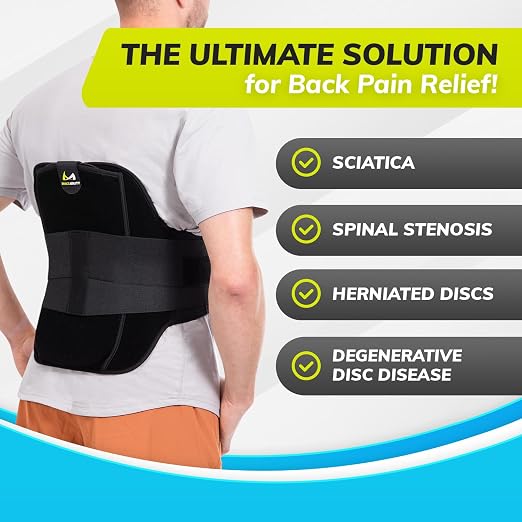 BraceAbility LSO Back Brace for Women and Men - Medical-Grade Lumbar Brace for Herniated Disc, Sciatica, Spinal Stenosis, Spondylolisthesis, Post-Surgery Recovery, Hot and Cold Therapy (S)