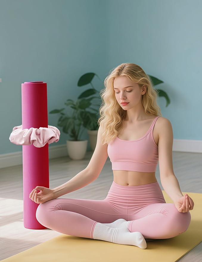 Yoga Mat Scrunchie Yoga Mat Strap Carrier Pilates Mat Holder | Holds Your Yoga Mat in Style, Adjustable & Stretchy Yoga Mat Band, Fits Most Standard Yoga Mats (mat not included),Yoga Gifts