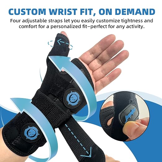 JUPITER Carpal Tunnel Wrist Brace with Thumb Support, Day & Night Thumb Spica Splint for Right Hand, Ideal for De Quervains Tenosynovitis, Tendonitis & Typing Pain Relief - Large/XLarge, Blue for Men & Women