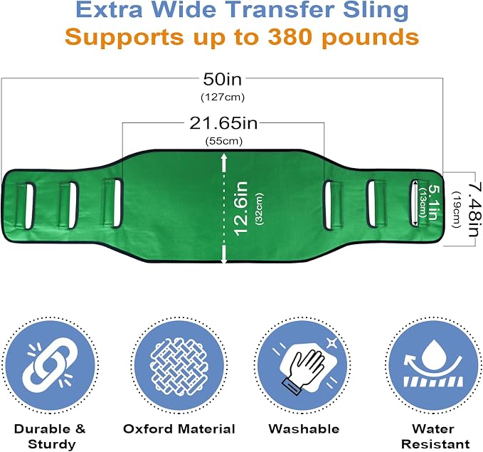 Transfer Belt Transfer Sling Padded Gait Belts with Seniors Patient Lift | Heavy Duty Gait Belt,Mobility Standing and Lifting Aid for Disabled,Elderly,Injured-Safely Move from Bed and Wheelchair