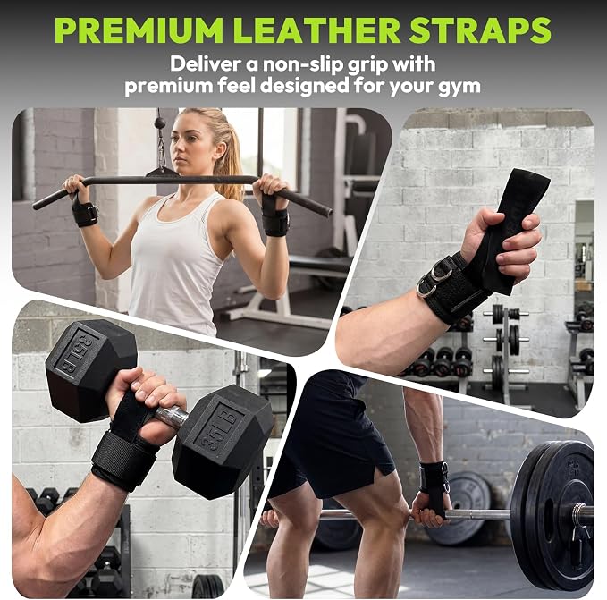 HANDBODE Lifting Straps, Double D-Ring Wrist Wraps for Gym | Nylon And Cowhide Options, 2 PCS, Cuffed Design, Extra-Long Profile, Deadlifts, Pull-Ups, Rows, Cable Training, Bodybuilding