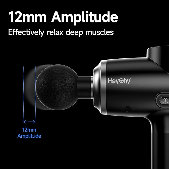 HEYCHY Massage Gun Deep Tissue with Heat and Cold, HSA Eligible12mm Amplitude Muscle Massager for Athletes, Men Women Back Neck Shoulder Recovery, Quite for Home Gym, FSA
