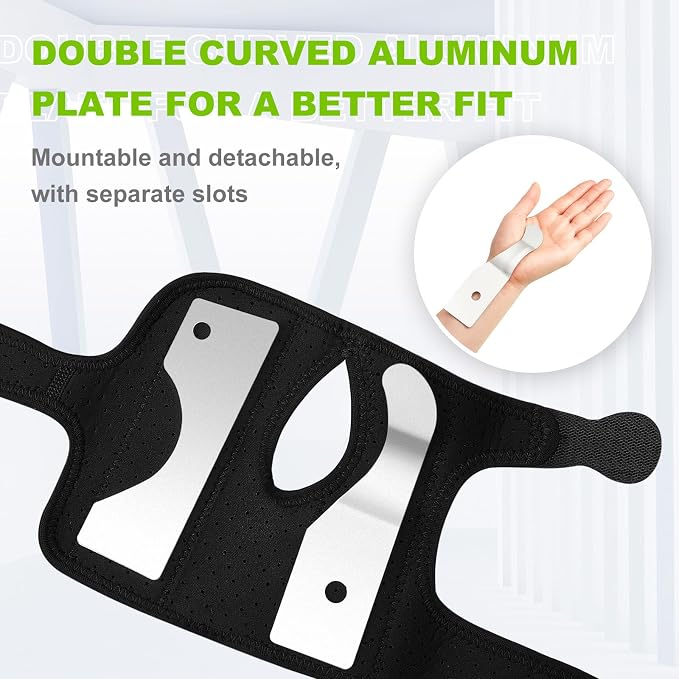 Shappy Bowling Wrist Support Brace with Thumb Spica Splint Right Hand Breathable Wrist Gloves Splint with Removable Aluminum Plate, More Fit for Women Tendonitis Arthritis Sprains (Black)