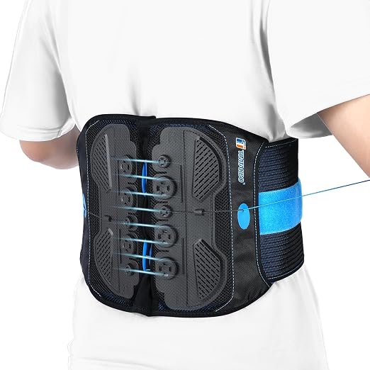 TIMTAKBO Lower Back Brace with Dual-Pulley System Black L/XL | Adjustable Lumbar Decompression Belt for Herniated Disc, Sciatica & Scoliosis – High-Support Back Brace for Men & Women