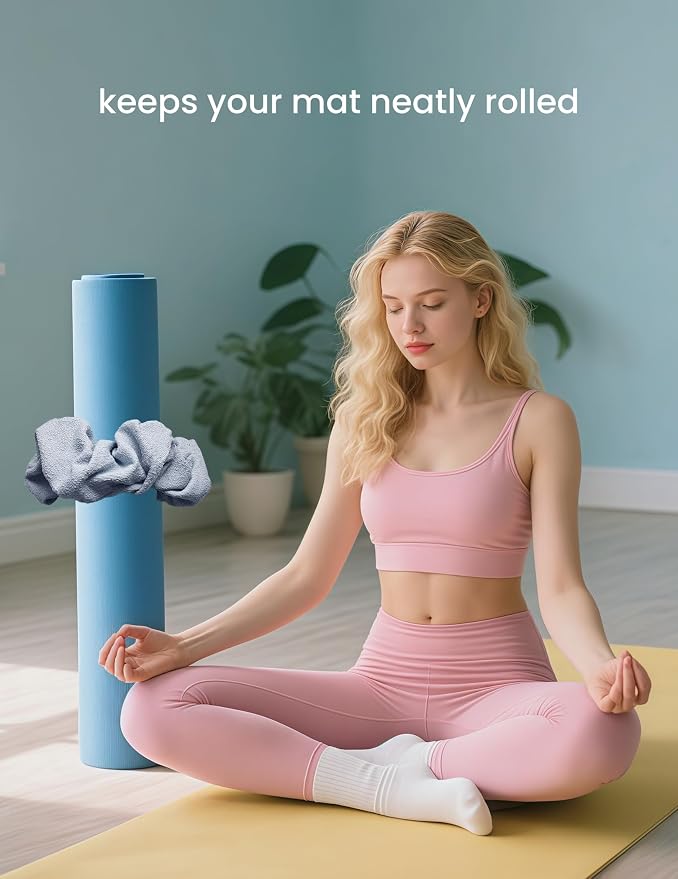 Yoga Mat Scrunchie Yoga Mat Strap Carrier Pilates Mat Holder | Holds Your Yoga Mat in Style, Adjustable & Stretchy Yoga Mat Band, Fits Most Standard Yoga Mats (mat not included),Yoga Gifts