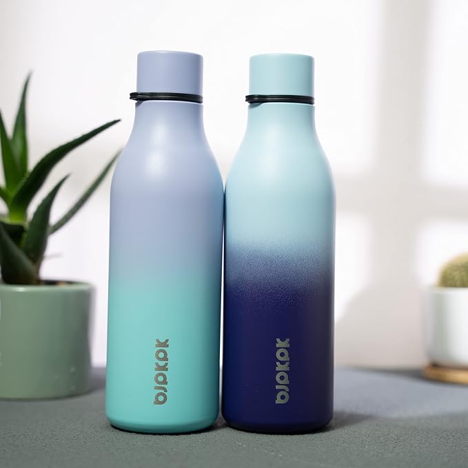 BJPKPK 18oz Insulated Water Bottle, Stainless Steel Bottle with Carry Strap | Keep Cold & Hot Vacuum Insulation, Leak-Proof BPA-Free Design, Slim Bottle Fits Most Cup Holders for Gym, Office & Travel