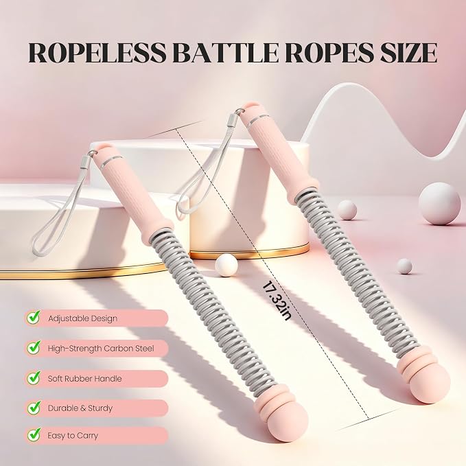Ropeless Battle Ropes for Home Gym, Portable Cordless Battle Ropes with Variable Resistance for Men & Women Full Body HIIT Cardio & Arm Strength Training Fitness Exercise