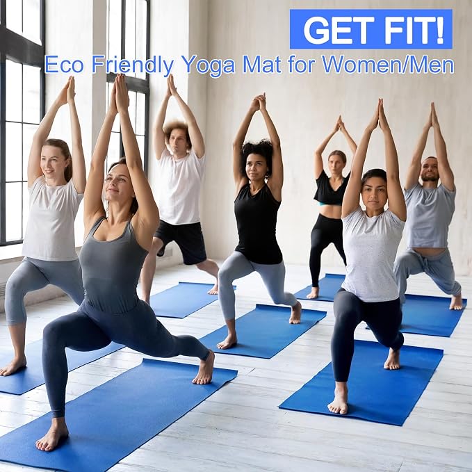 Funtery 3 mm Thin Yoga Mats Bulk, 68 x 24 Inches Lightweight PVC Exercise Mats Non Slip Workout Fitness Pads for Yoga Pilates Stretching Classes Gym Home Studio