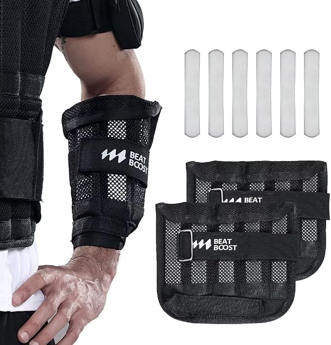 Ankle Wrist Weights 4lb/10lb/15lb/20lb/25lb/30lb BeatBoost Adjustable Leg Arm Weights for Men Walking Pilates Exercise Workout Gym Aerobics