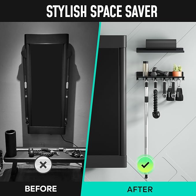 2-Tier Floating Shelf Compatible with Tonal 1 & 2 Accessories | Home Gym Storage Rack, Wall Mount Gym Organizer, Workout Metal Holder, T-Bracket Lock Adapters Hanger, US Patent Holding