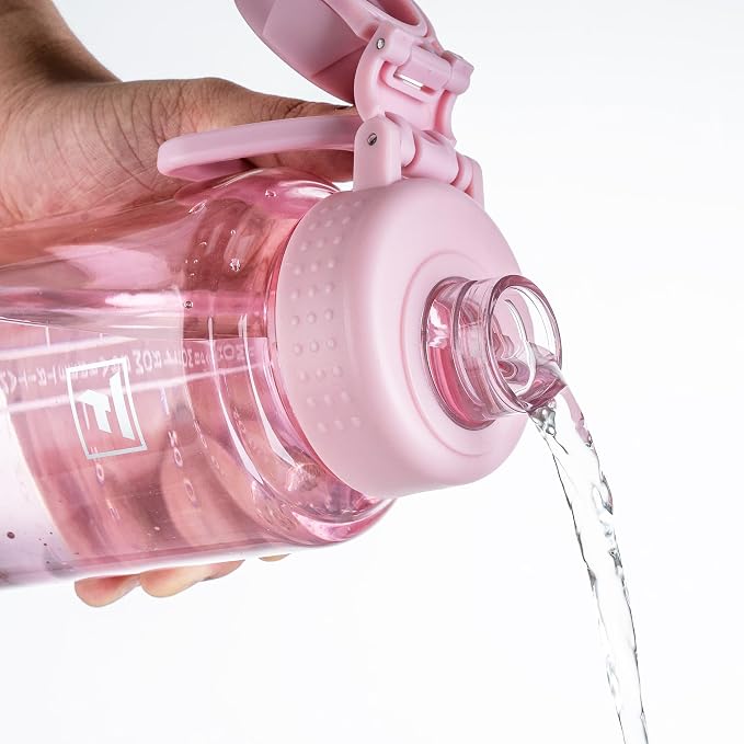 Fanhaw 32 oz Clear BPA-Free Tritan Water Bottle with Fast-Flow Spout Lid, BPA-Free & Leak-Proof Wide-Mouth Reusable Bottle for Gym, School & Office, Back to School Essentials (Cherry Blossom)