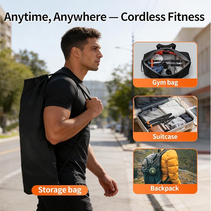 Ropeless Battle Rope, Portable Adjustable Strength Training for Home Gym | Quiet Apartment Friendly, Upgraded Cordless Heavy-Duty Weighted, Full Body HIIT Workout with Storage Bag for Men and Women