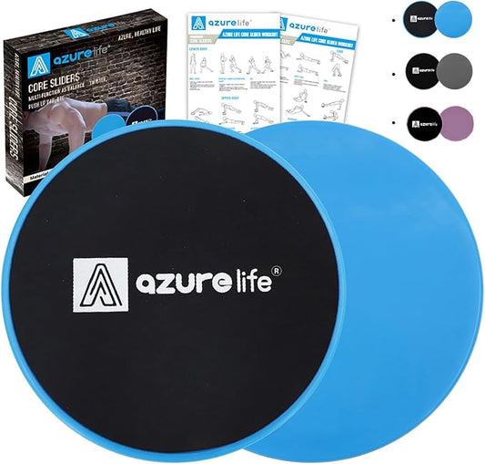 A AZURELIFE Exercise Core Sliders, Dual Sided Exercise Gliding Discs Use on Carpet or Hardwood Floors, Light and Portable, Perfect for Abdominal&Core Workouts