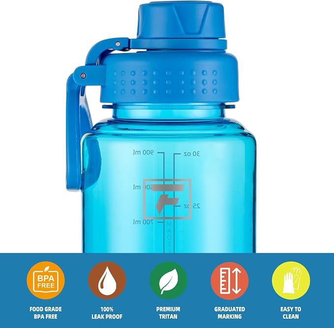 Fanhaw 32 oz Clear BPA-Free Tritan Water Bottle with Fast-Flow Spout Lid, BPA-Free & Leak-Proof Wide-Mouth Reusable Bottle for Gym, School & Office, Back to School Essentials (Classic Blue)