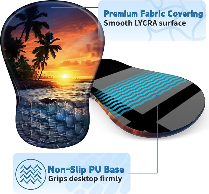 YIWEI Ergonomic Mouse Pad with Wrist Rest for Carpal Tunnel Pain Relief | Memory Foam Wrist Support,Non-Slip Rubber Base, Keyboard Computer Mousepad,Lycra Cloth Surface,Gaming Home Office