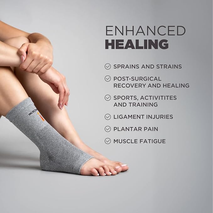 Incrediwear Ankle Sleeve – Infrared Ankle Brace for Women and Men to Support Pain Relief, Swelling, Plantar Fasciitis, Sprains, Achilles, Arthritis (Black, X-Large)