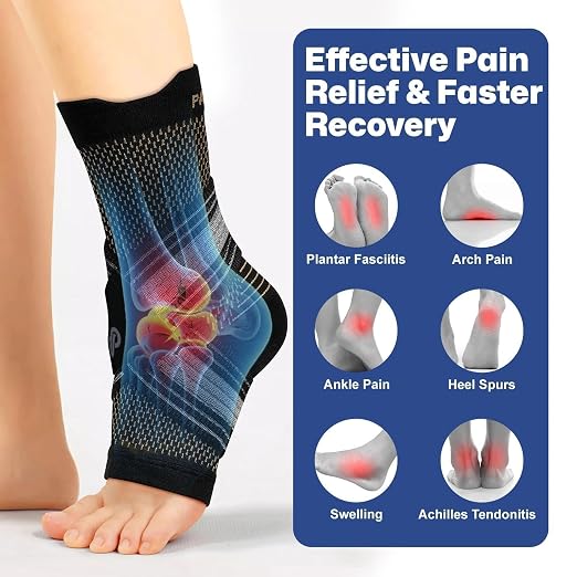 2 Pairs Ankle Braces for Men & Women, Support for Plantar Fasciitis Relief | Arch & Ankle Support Brace with Removable Strap for Swelling, Achilles Tendonitis, Faster Recovery & Boosts Circulation