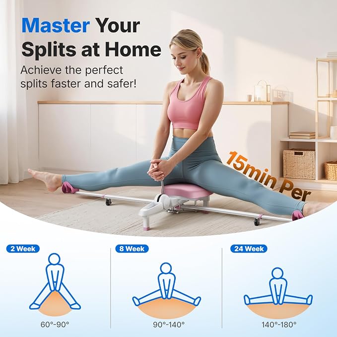MERACH Split Machine, Leg Stretcher for Flexibility, 180° Stretching Equipment with 6-Level Length Adjustment & Comfortable Pad, Home Stretch Machine for Dance, Gymnastics, 300lbs Capacity