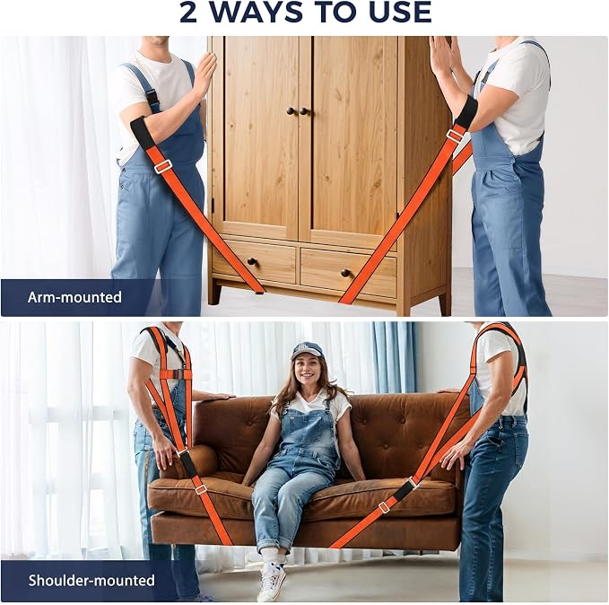 Ytonet Moving Straps for Lifting, 2-Person System Furniture Moving Straps | Furniture Shoulder Lifting Straps with Padded Back Support for Moving Appliance, Move Heavy Objects Up to 800lbs, 135 Inches