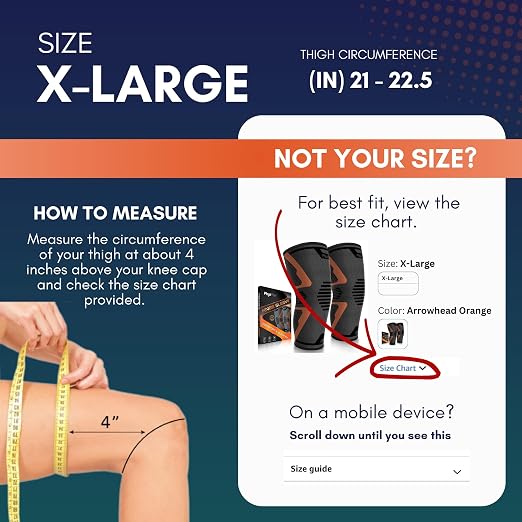 PhysFlex Knee Brace for Pain Relief - Knee Compression Sleeves for Men and Women - Support for Weightlifting, Gym, Workout, Volleyball, Arthritis (XL, Black)