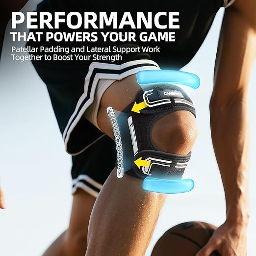 CAMBIVO Patella Tendon Support Knee Brace for Women & Men, Adjustable Knee Strap with Gel Pad & Side Stabilizers, Breathable Lightweight Knee Support for Running, Training & Daily Use (Black, L/XL)