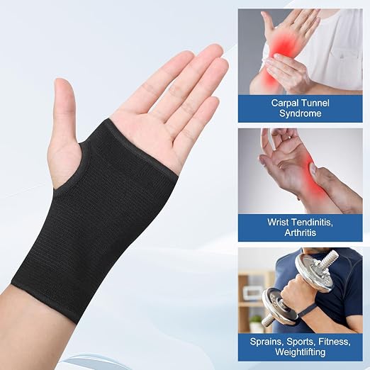 Palm Brace Wrist Compression Sleeves, Everyday Use Wrist Brace, Compression Carpal Tunnel for Wrist Pain Relief, Fitness Gloves, Sports compression Glove, Wrist guard for Men and Women (Black Large)