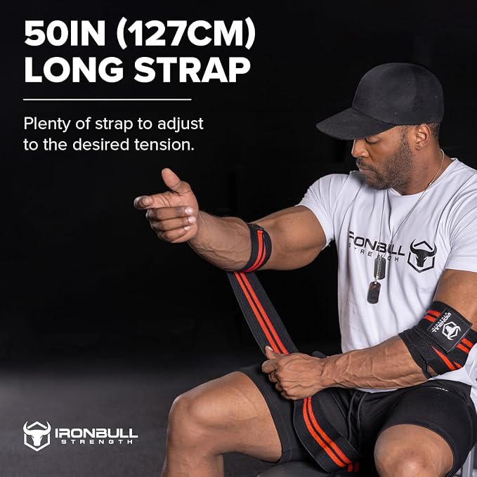 Elbow Wraps for Weightlifting (1 Pair) - 50" Elastic Elbow Braces for Weight Lifting - Elbow Support for Bench Press, Powerlifting, Fitness, & Gym Workout - Gym Elbow Straps Weightlifting - Elbow Compression Strap Brace