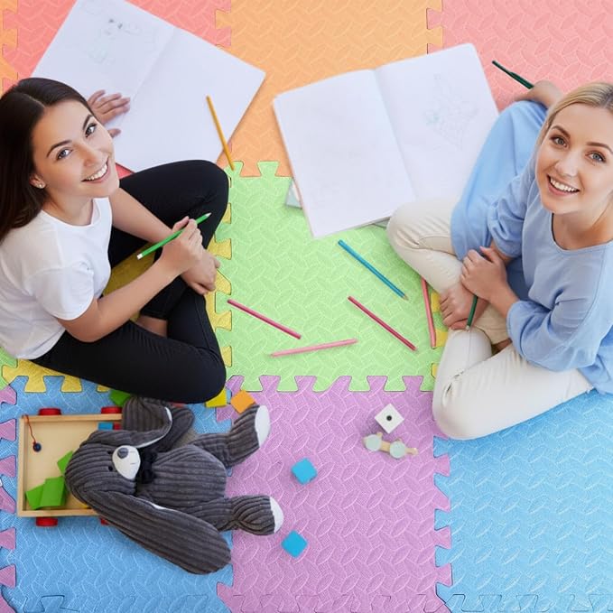 Arrowbash 12x12x1 Inch EVA Thick Interlocking Foam Floor Tiles Puzzle Exercise Mat Foam Mats for Home Gym Pets(Colorful,20)