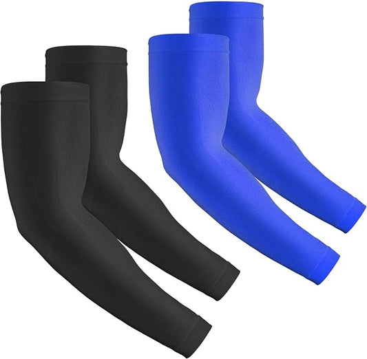 2 Pairs UV Protection Cooling Arm Sleeves Compression Sun Sleeves for Men Women Youth, Tattoo Cover Up, UPF 50