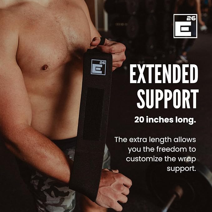 Element 26 Wrist Wraps for Weight Lifting, 20 Inch | 20" Heavy Duty Wrist Support for Gym, Powerlifting, Bench Press, Strength Training, Men & Women, Quick Release