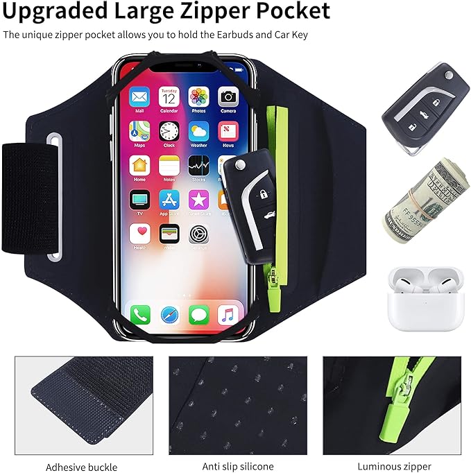 2 Pack Cell Phone Holder Armband : Adjustable Strap Arm Bands Case Compatible with iPhone 15 14 13 12 11 Mini Pro Max Plus Samsung Galaxy Pixel for Workout Exercise Sports
