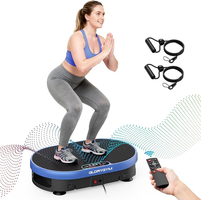 Vibration Plate Exercise Machine for Body Shaker Machine & Weight Loss, Shake Plate with Resistance Bands, 120 Speed Levels, Remote Control, Full Body Workout, Compact Home Gym Equipment