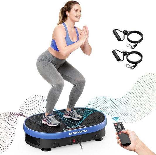Vibration Plate Exercise Machine for Body Shaker Machine & Weight Loss, Shake Plate with Resistance Bands, 120 Speed Levels, Remote Control, Full Body Workout, Compact Home Gym Equipment