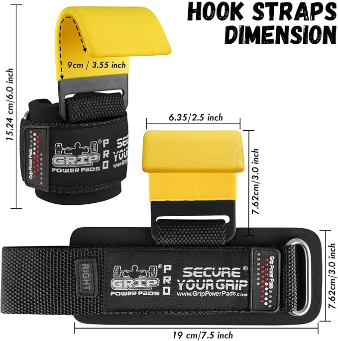 Weight Lifting Rod Hooks Heavy Duty Wrist Wraps Power Weight Lifting Training Gym Grips Straps Set of 2