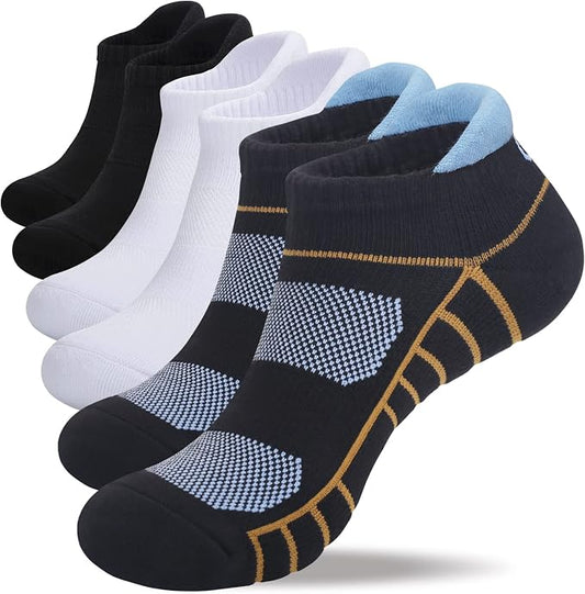 Lapulas Athletic Running Ankle Socks, Low Cut Cushioned Anti-Blister Tab Sports Socks Men Women 6Pairs
