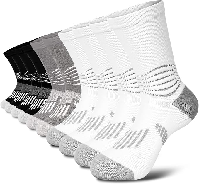 IRAMY Crew Compression Socks for Women Men with Ankle Arch Support Plantar Fasciitis Relief 3/6 Pairs