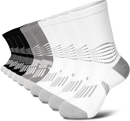 IRAMY Crew Compression Socks for Women Men with Ankle Arch Support Plantar Fasciitis Relief 3/6 Pairs