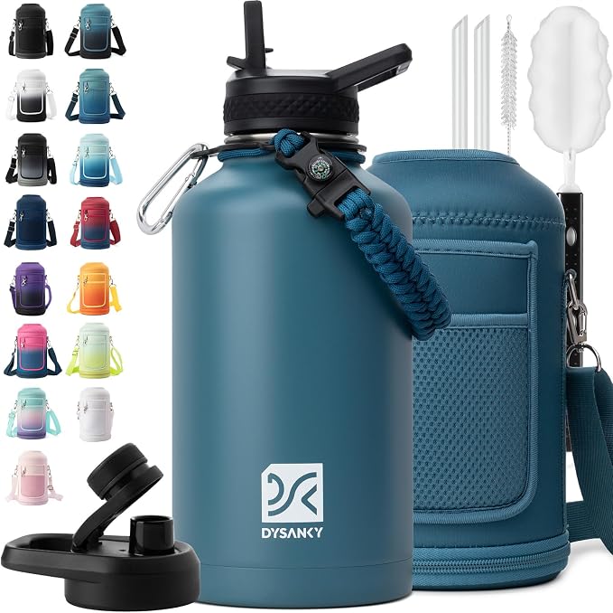 DYSANKY Insulated Water Bottle with Portable Carrier Bag for Outdoor 64 oz