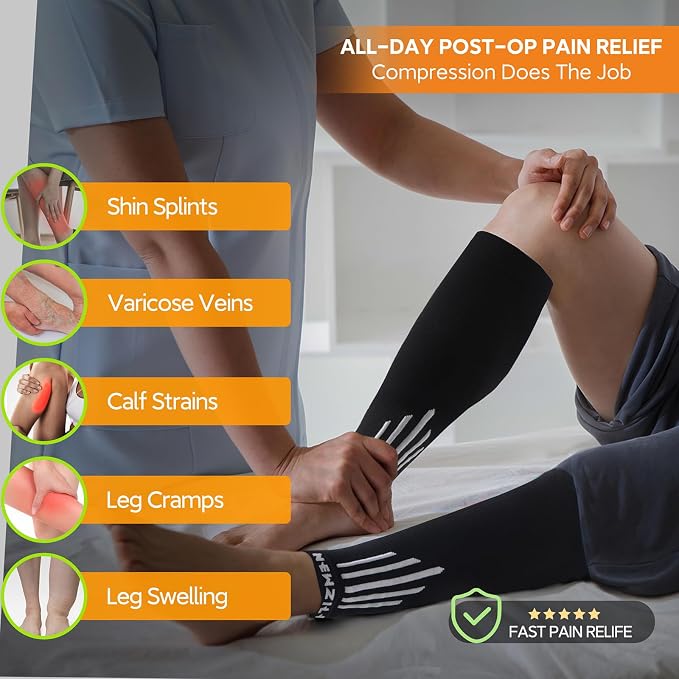 NEWZILL Compression Calf Sleeves (20-30mmHg) for Men & Women Perfect Option to Compression Socks for Running Travel Nursing