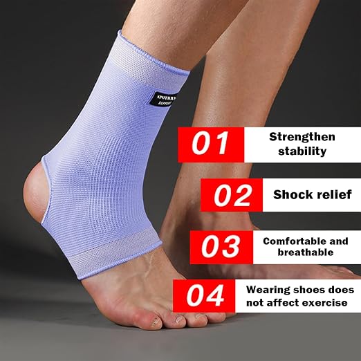 SPOTBRACE Ankle Brace Compression Sleeve, Ankle Support For Women Men 2Pack | Elastic, Open Heel, Purple, Breathable, Thin, Soft, Foot Compression Sock Wrap for Swelling, Plantar Fasciitis, Sprain, S