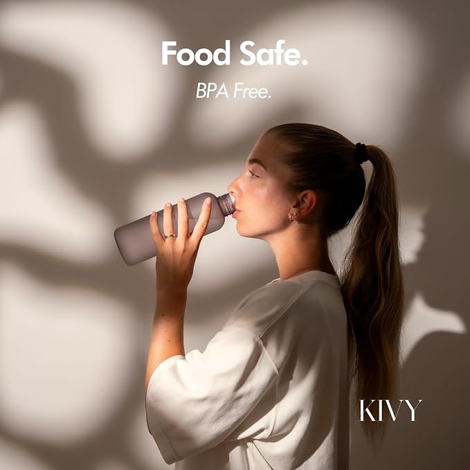 KIVY Slim Water Bottle 22oz [Lightweight & Shatterproof] Leak Proof Bottle for Women & Men - Clear plastic water bottle no straw - Dishwasher Safe Tritan Bottle BPA Free