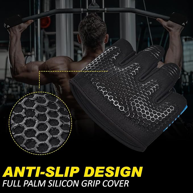 AYRO Workout Gloves for Men & Women, Minimal Short Partial Gym Gloves, Weight Lifting Gloves with Full Palm Protection, Extra Grip Pads & Hand Support for Training & Fitness