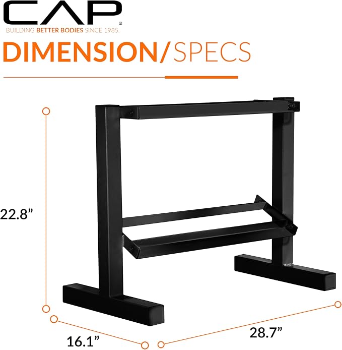 Cap 24-Inch Dumbbell Storage Rack for Home Gym, 2-Tier Heavy-Duty Weight Rack for Hex Dumbbells, Space-Saving Steel Free Weight Organizer Stand, Holds 5lb - 25lb Pairs