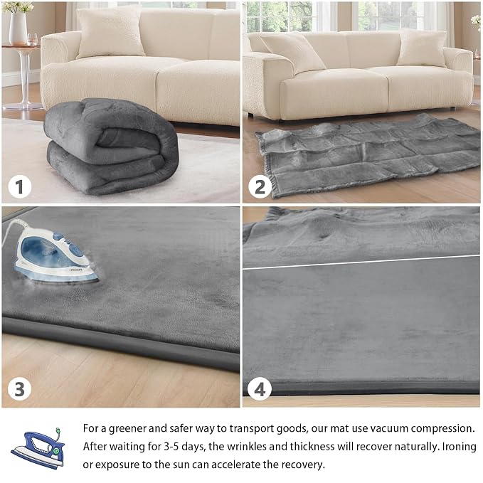 Baby Play Mat for Floor Nursery Rug Muscle Mat Area Rug Playroom Rug 39"x59" Playpen Mat Elastic Foam 1.3" Thick Crawling Mat for Babies,Toddlers, Infants, Kids,Grey